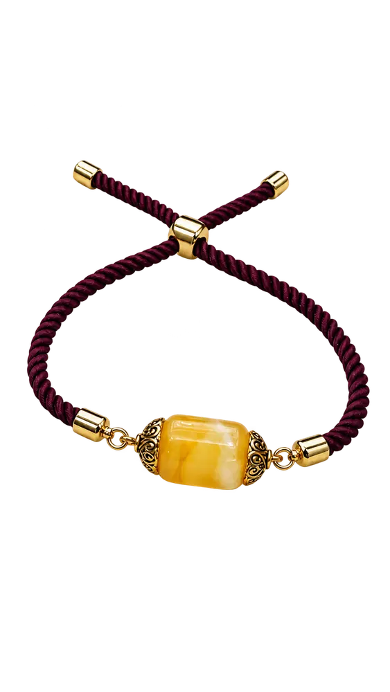 Deep Plum Box Amber Bracelet — 10 mm