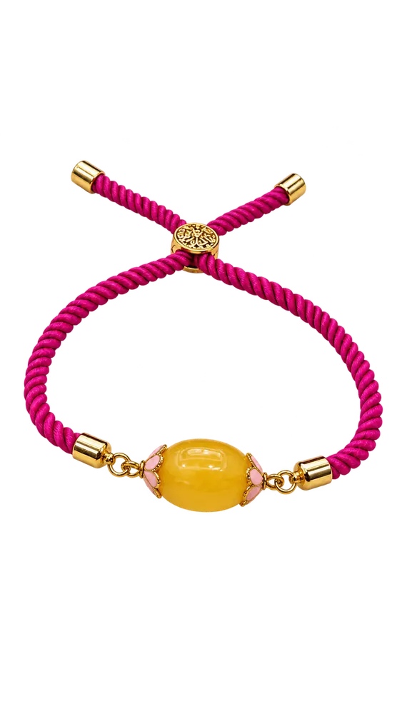 Fuchsia Oval Amber Bracelet — 10.5 mm