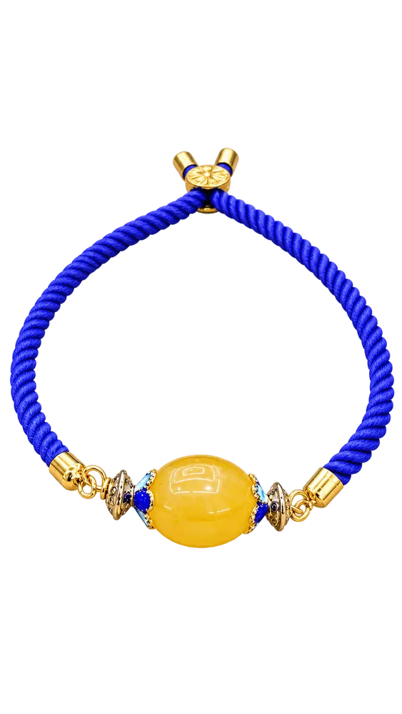 Royal Blue Oval Amber Bracelet — 11.5 mm