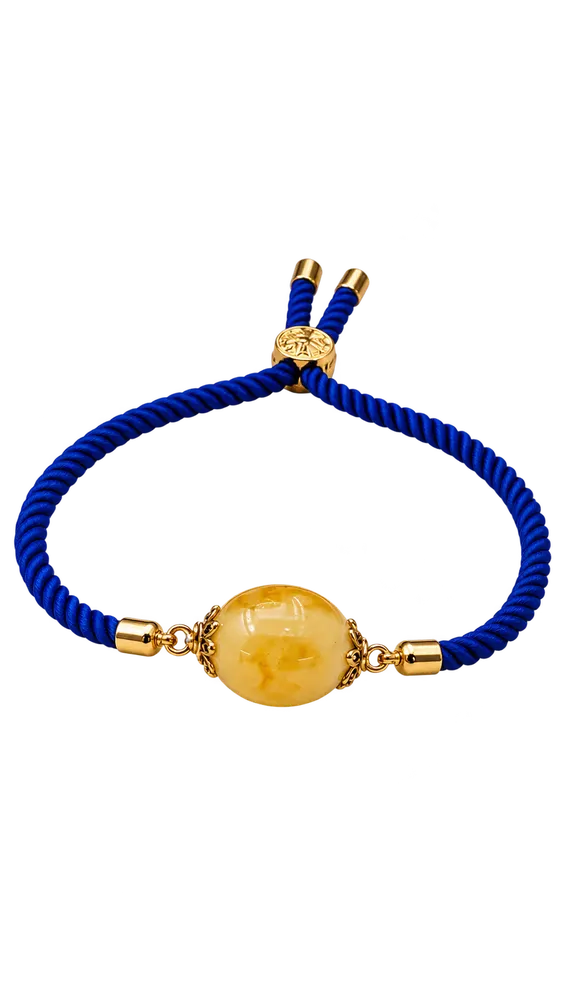 Royal Blue Oval Amber Bracelet — 14 mm