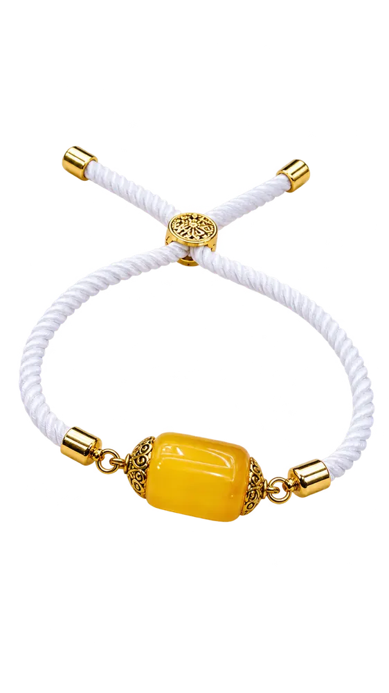 White Square Amber Bracelet — 11.5 mm
